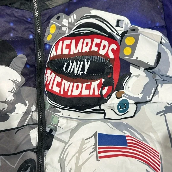 Members Only Astronaut Bomber Jacket Men’s Size L Will Fit XL - Picture 2 of 8